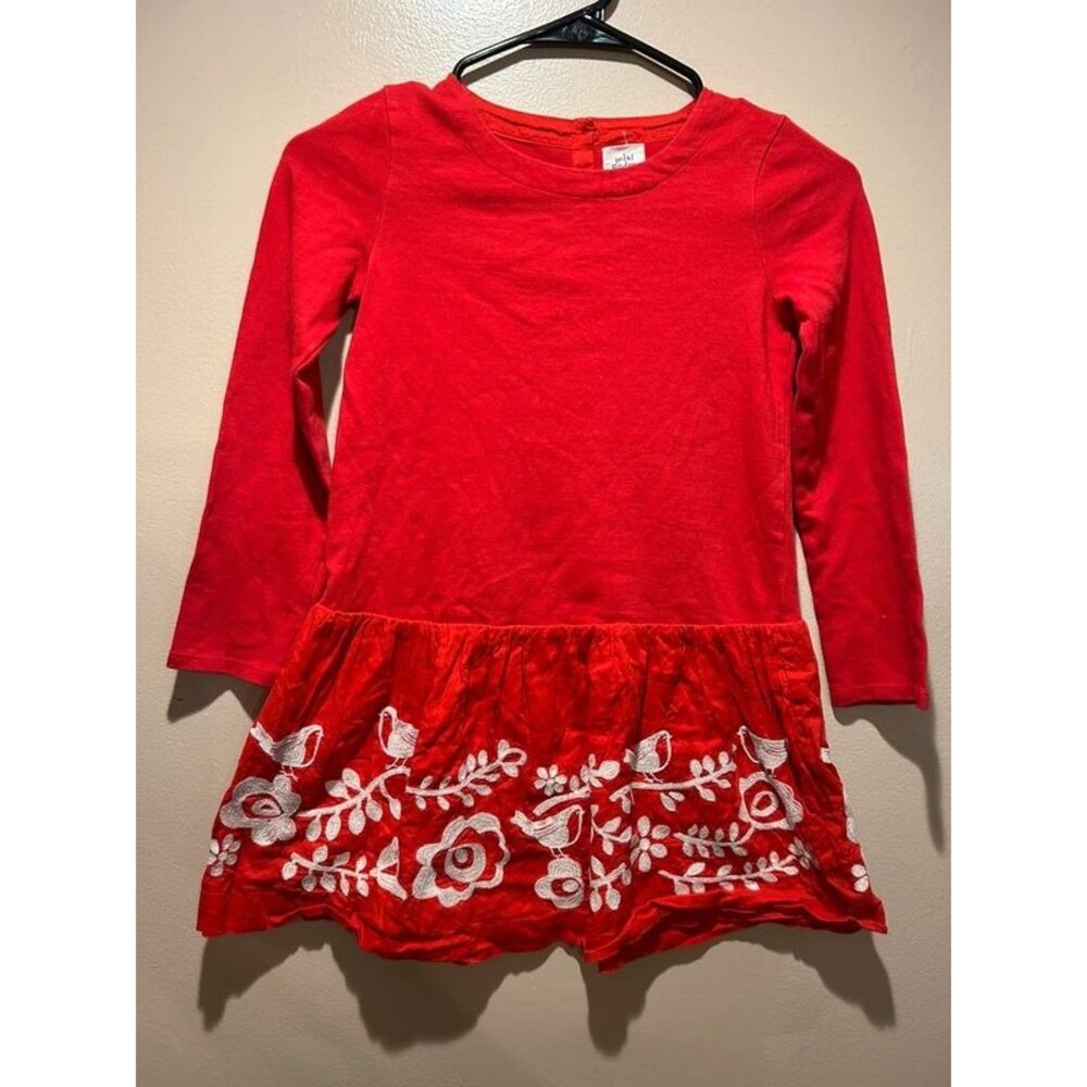 Mini Boden Red Bird Dress 7-8